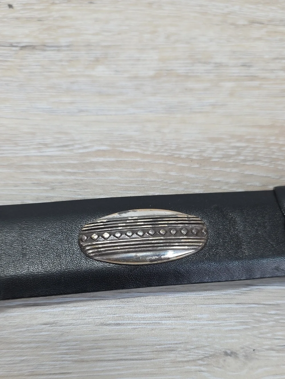Brighton Onyx Black Leather Belt w/ woven Design & Silver Accents & Buckle 56